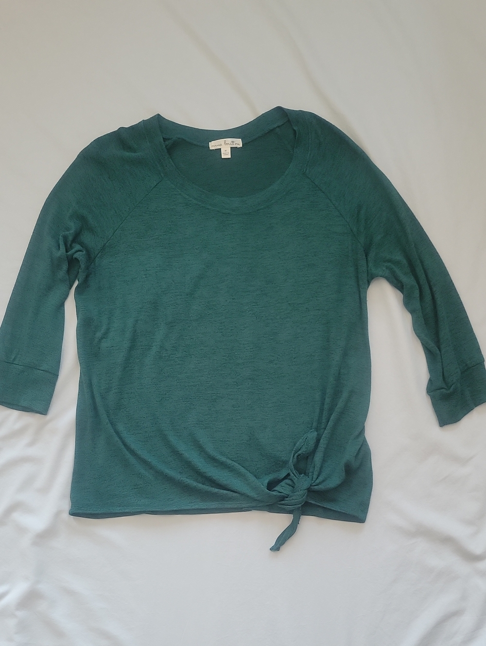 nine britton Teal 3/4 Sleeve Knot-Front Top